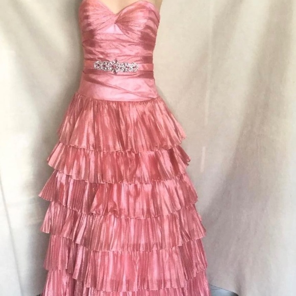 PINK PRINCESS PROM DRESS WITH GEMS BY TONY BOWLS - Picture 1 of 8